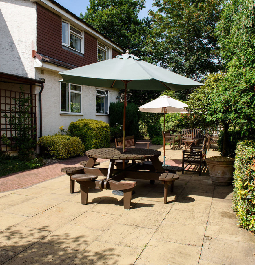 table and chairs in the garden
